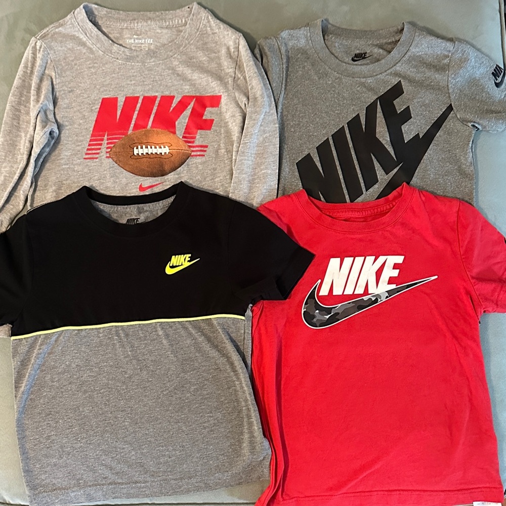 Lot of 4 Nike Kids T-shirts 1 Long Sleeve 3 Short Sleeve Size 6-7